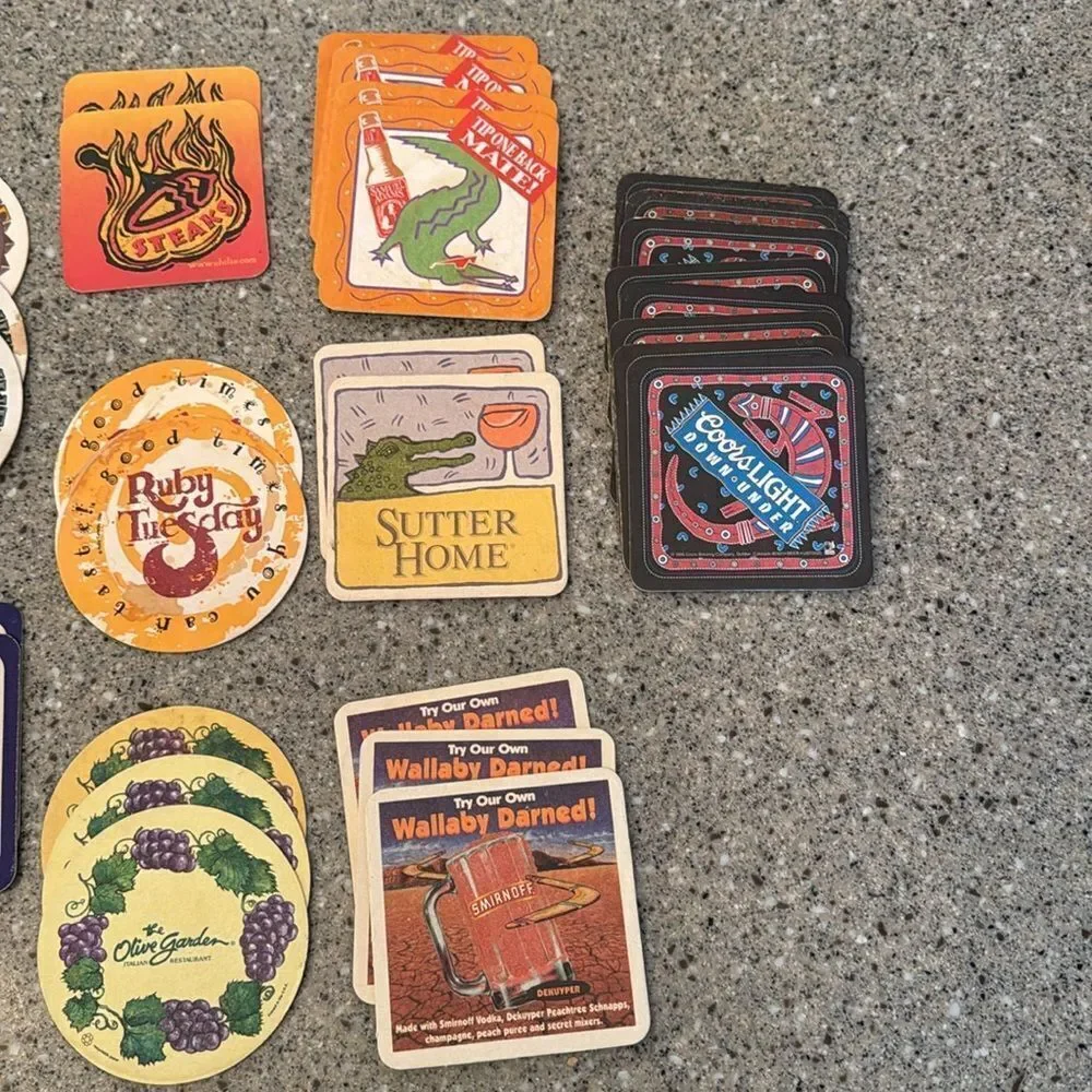 Vintage 90s Beer Restaurant Cardboard Coasters Set Of 33